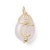 Natural Rose Quartz Copper Wire Wrapped Pendants PALLOY-JF02598-01-1