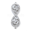 Rack Plating Brass Clear Cubic Zirconia Infinity Connector Charms KK-A234-036P-01-1