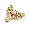 Brass Clear Cubic Zirconia V Shaped Connector Charms KK-I719-04G-2