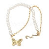 304 Stainless Steel & Plastic Imitation Pearl Butterfly Pendant Necklaces NJEW-L157-04G-4