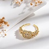 Rack Plating Brass Micro Pave Clear Cubic Zirconia Open Cuff Finger Rings for Women RJEW-M028-94G-3