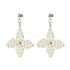 Glass Pearl Braided Star Stud Earrings EJEW-JE04982-01-1