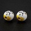 Printed Natural Wood European Beads WOOD-C015-09A-5