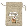 Christmas Printed Burlap Packing Pouches Drawstring Bags ABAG-Q053-02A-06-1