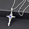 Cross Alloy Rhinestone Pendant Necklaces for Men FS-WG275E1-02-1