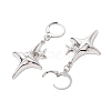 Star Alloy Pendant Leverback Earrings EJEW-JE06120-4