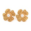 304 Stainless Steel with Plastic Imitation Pearl Stud Earrings for Women EJEW-Z057-11G-1