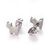 Tarnish Resistant 304 Stainless Steel Kitten Stud Earrings EJEW-F227-06P-2