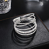 Sparkling Stainless Steel with Crystal Rhinestone Wrap Bangles ST8148073-1