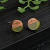 Opaque Resin & Walnut Wood Stud Earrings X-EJEW-N017-008-B08-1