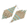 Boho Seed Bead Rhombus Tassel Earrings EJEW-Z072-02B-3