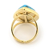 Ion Plating(IP) 304 Stainless Steel Synthetic Turquoise Cuff Rings G-Z056-09G-02-3