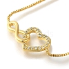 Rack Plating Brass Micro Pave Clear Cubic Zirconia Box Chain Infinity Heart Link Slider Bracelets BJEW-H614-06G-2