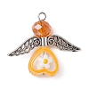 Glass Heart with Tibetan Style Alloy Wings Pendant PALLOY-JF02261-2