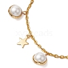 Iron with Shell Pearl Beads Anklet AJEW-AN00610-3