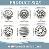 60Pcs 6 Styles Tibetan Style Alloy Beads FIND-ME0001-53-2