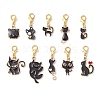 Cat Alloy Enamel Pendant Decorations HJEW-JM02879-2