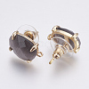 Faceted Glass Stud Earring Findings GLAA-F084-A05-2