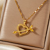 Shiny Romantic Hollow Love Cupid Arrow Elegant Brass Cubic Zirconia Pendant Necklaces CY4555-1-1