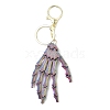 Halloween Plastic Skeleton Hand Pendant Keychain HJEW-H063-01G-01-2