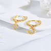 1 Pair Brass Micro Pave Clear Cubic Zirconia Hoop Earrings EJEW-LP0007-115-3