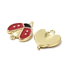 Rack Plating Brass Enamel Ladybug Connector Charms KK-E102-26G-2