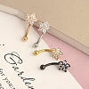 304 Stainless Steel Micro Pave Clear Cubic Zirconia Flower Curved Barbell Cartilage Earrings WG168AC-03-5