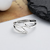 Wave Line Rhodium Plated 925 Sterling Silver Adjustable Rings FS-WG22F59-01-2