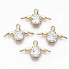 Brass Glass Rhinestone Pendants X-GLAA-S179-22A-RS-1