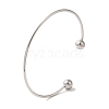 Non-Tarnish 304 Stainless Steel Open Cuff Torque Bangles for Women BJEW-Z071-01P-1