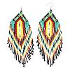 New Chinese Style Handmade Glass Seed Beads Tassel Dangle Earrings ZA0081-5