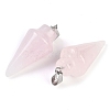 Natural Rose Quartz Gemstone Pointed Pendants G-K384-01P-02-2