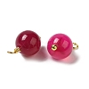 Dyed Natural Agate Round Charms with Real 18K Gold Plated Brass Loops KK-P242-09B-G02-2