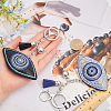 Globleland 2Pcs 2 Colors Handmade Turkish Evil Eye Rhinestone Pendant Keychain with Tassel Charm KEYC-GL0001-03-3