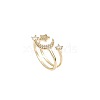 Brass Micro Pave Clear Cubic Zirconia Open Cuff Rings for Women FS-WGCF28E-01-5