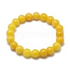 Natural Yellow Jade Bead Stretch Bracelets BJEW-K212-C-038-2