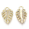 Brass Micro Pave Clear Cubic Zirconia Pendants X-KK-S310-46-2