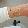4Pcs 4 Styles Feather & Flat Round Alloy with Crystal Rhinestone Cuff Bangles & Link Bracelets FS-WGEDE23-01-2