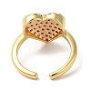 Heart Brass Micro Pave Cubic Zirconia Open Cuff Rings RJEW-U008-46G-3