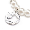 ABS Plastic Imitation Pearl  & Rhinestone Beaded Stretch Bracelet with Alloy Charm for Women BJEW-JB08526-6