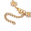 Enamel Daisy Link Chain Necklace NJEW-P220-01G-5