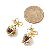 Natural Tiger Eye Bowknot Dangle Stud Earrings EJEW-MZ00348-04-3