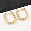 Rectangle Brass Clear Cubic Zirconia Stud Earrings EJEW-A156-12B-G-1