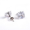 Square Cubic Zirconia Stud Earrings EJEW-H306-09P-8mm-1