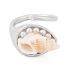 Shell Open Cuff Ring for Women RJEW-Z047-01P-04-3