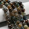 Faceted Natural Dragon Veins Agate Beads Strands G-F447-12mm-P03-1