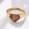 Heart Natural Amethyst Finger Rings RJEW-D303-01G-05-3