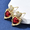 Heart Brass Enamel Stud Earrings EJEW-Z086-17G-02-2