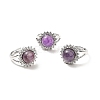 Natural Amethyst Adjustable Rings RJEW-P043-02P-21-2