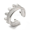 Non-Tarnish 304 Stainless Steel Leaf Open Cuff Ring for Women RJEW-I098-14P-1